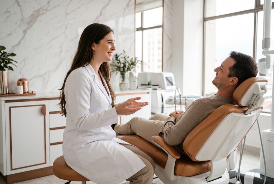 La doctora conversa con un paciente antes de empezar la revisión. Imagen ilustrativa creada con IA.